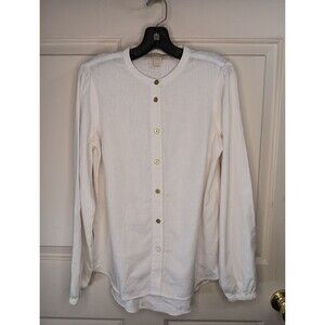Michael Kors Blouse Women's XS White Linen/Viscose Blend Gathered Wrists EUC